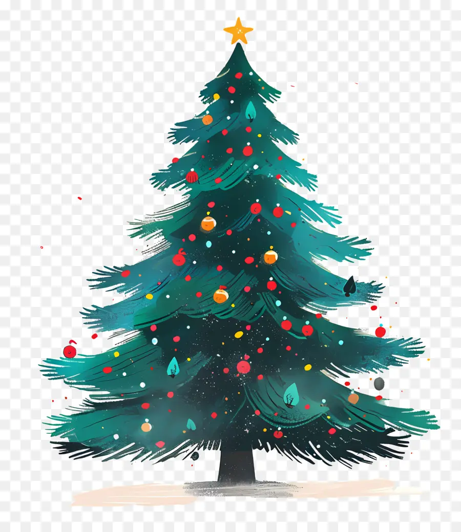 Noel Ağacı，Suluboya Illüstrasyon PNG