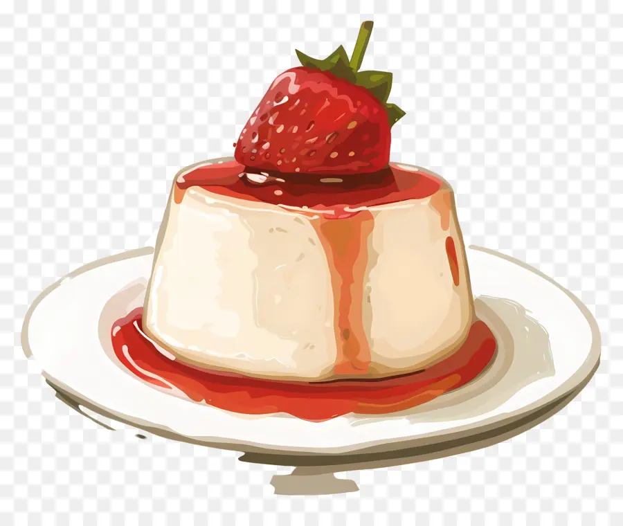 Panna Cotta，Çilekli Panna Cotta PNG