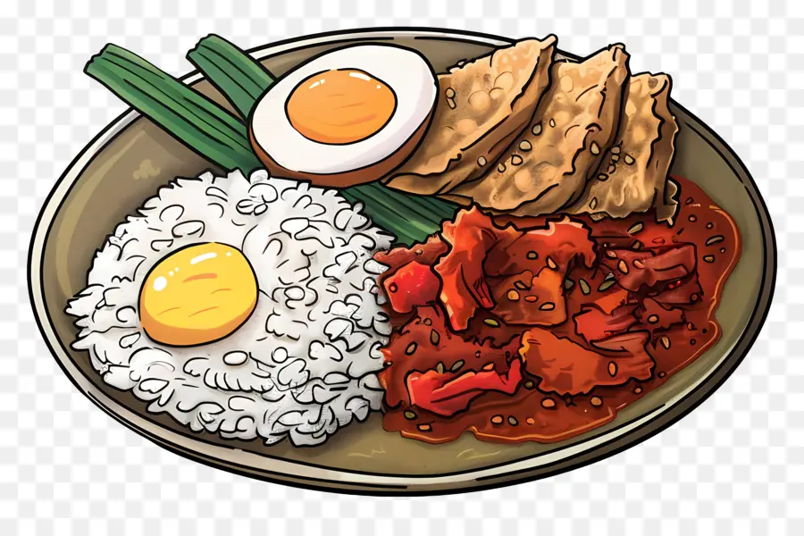 Nasi Kandar，Yemek Tabağı PNG