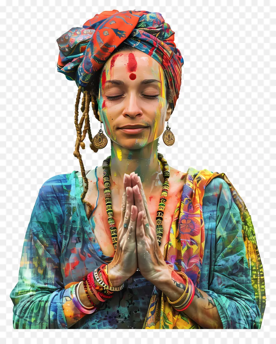 Namaste，Renkli Meditasyon PNG