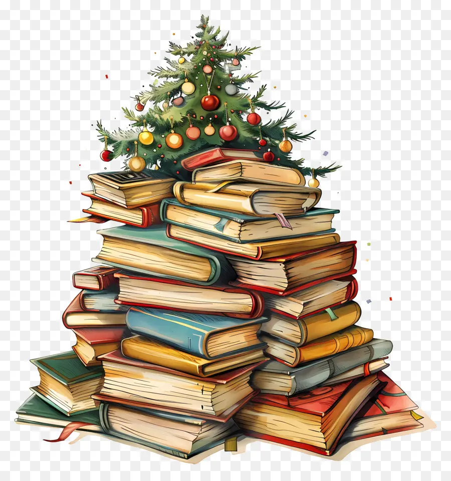 Kitap Yığını，Noel Ağacı PNG