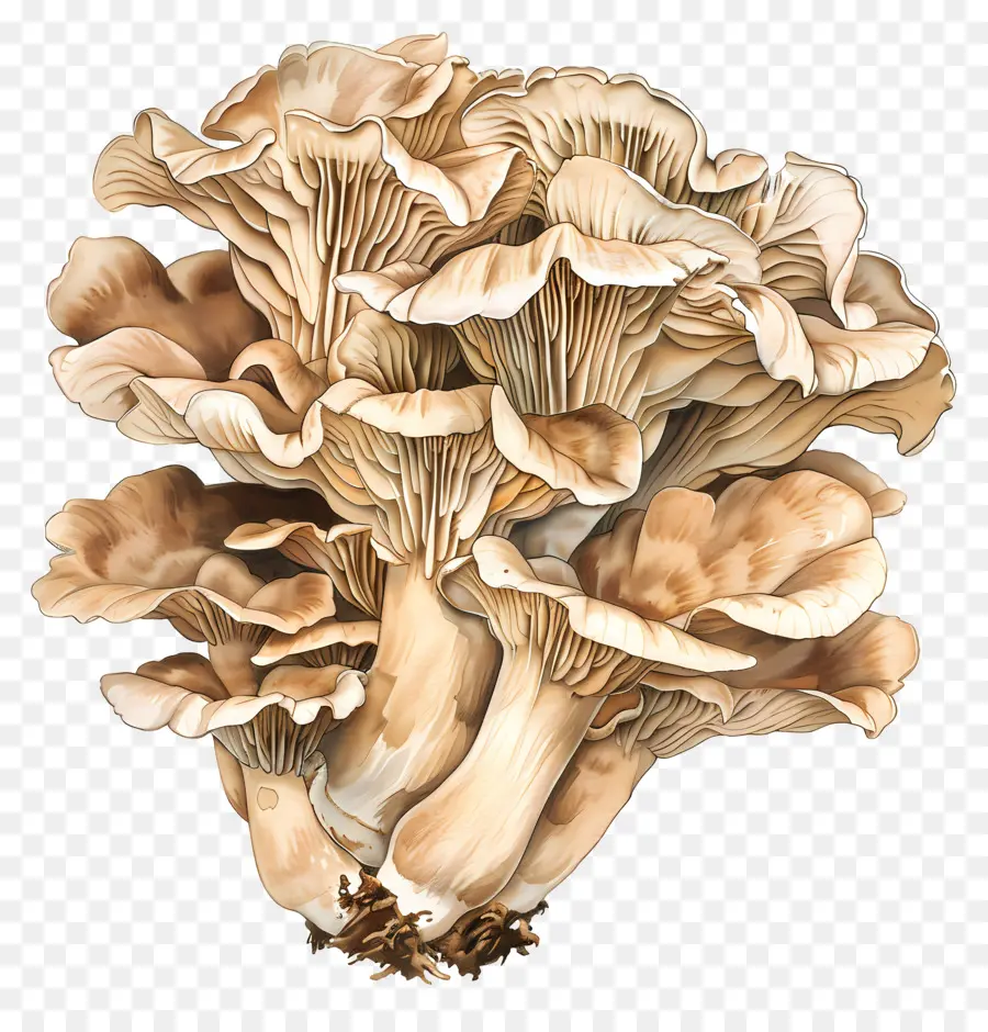 Maitake Mantar，Suluboya Resim PNG