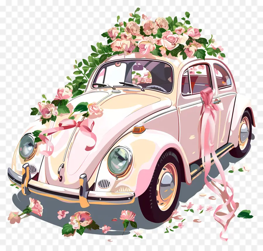 Düğün Araba，Pembe Volkswagen Beetle PNG