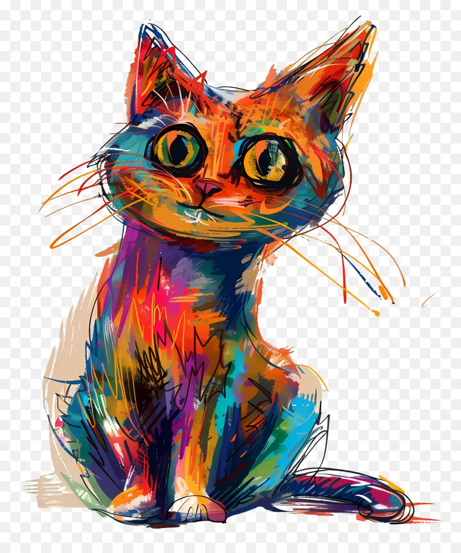 Karikatür Kedi，Renkli Kedi PNG