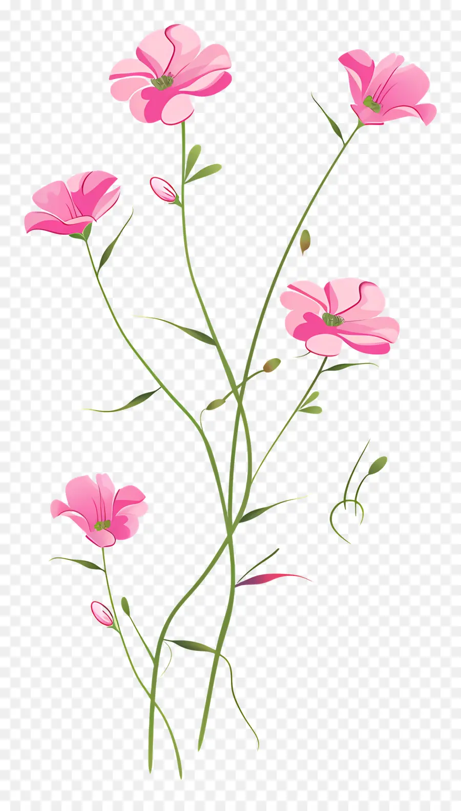 Pembe çiçekler，Yeşil Yaprakları PNG
