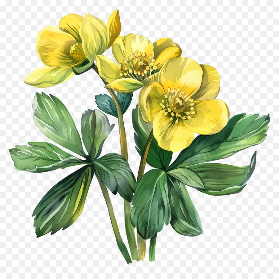 Kış Bıldırcın Otu，Sarı çiçek PNG