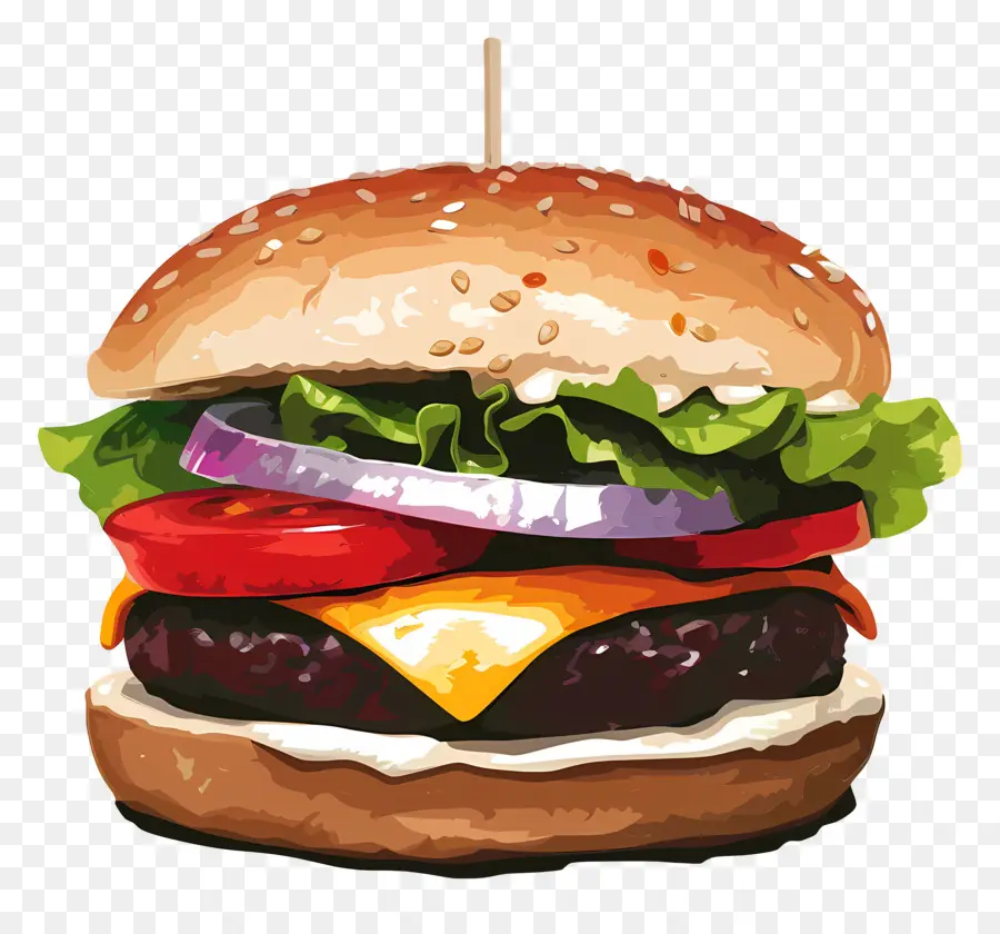 Sebzeli Burger，Hamburger PNG