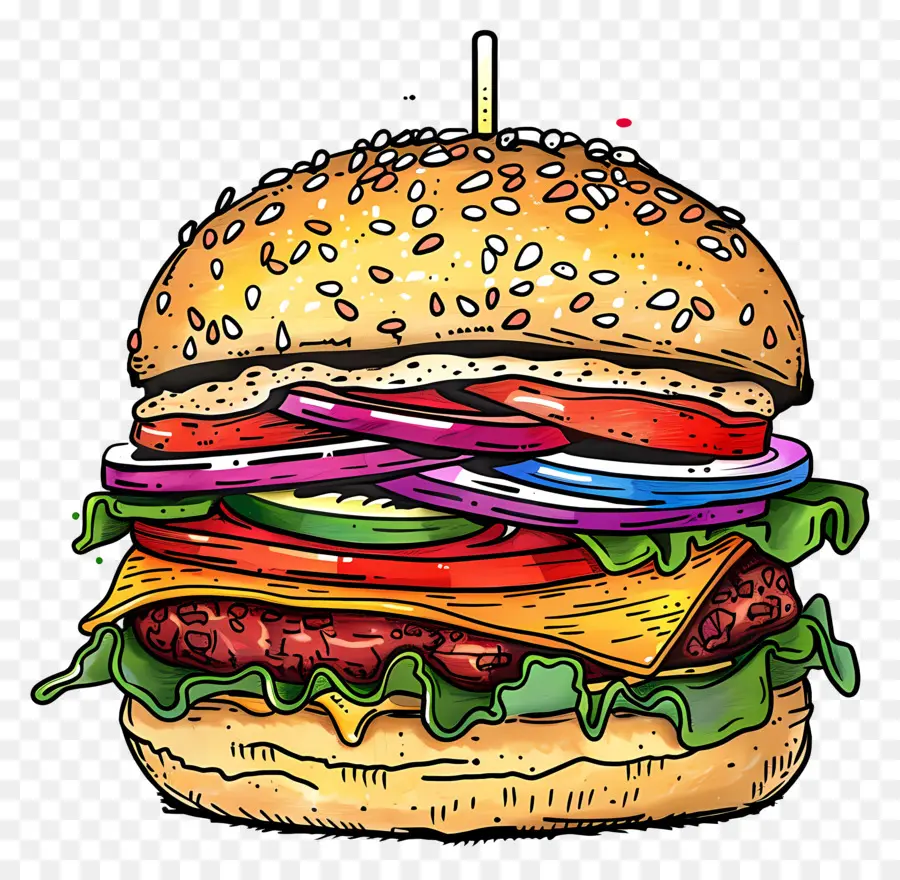Sebzeli Burger，Hamburger PNG