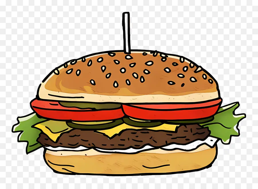 Sebzeli Burger，çizburger PNG