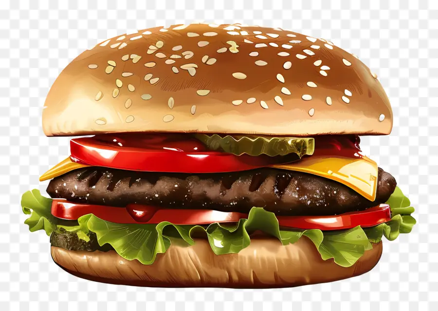 Sebzeli Burger，Hamburger PNG