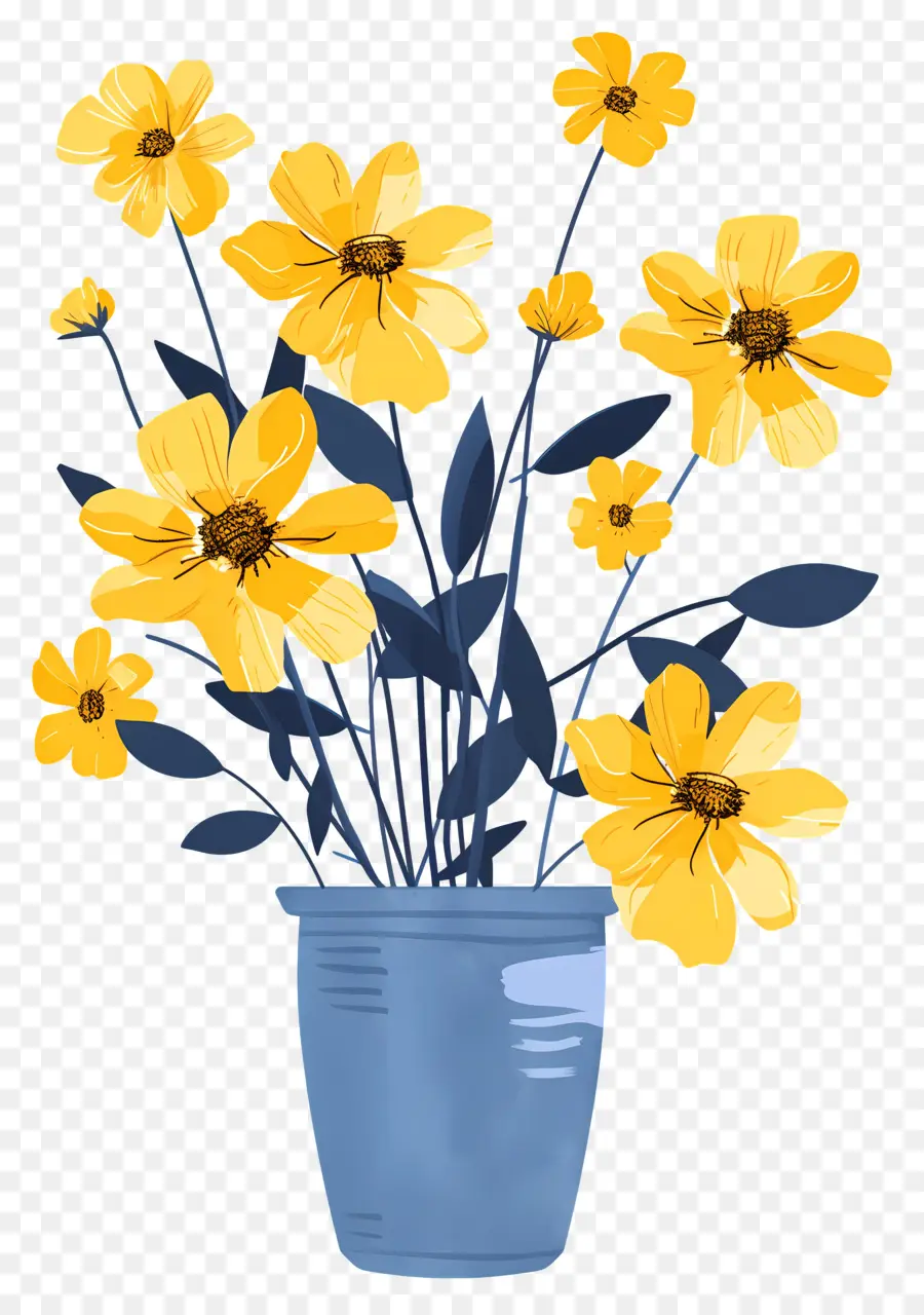 Sarı çiçek，Vazo PNG