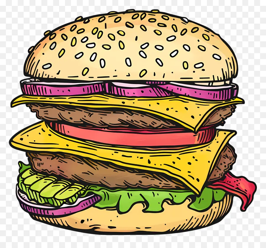 Çift çizburger，Hamburger PNG