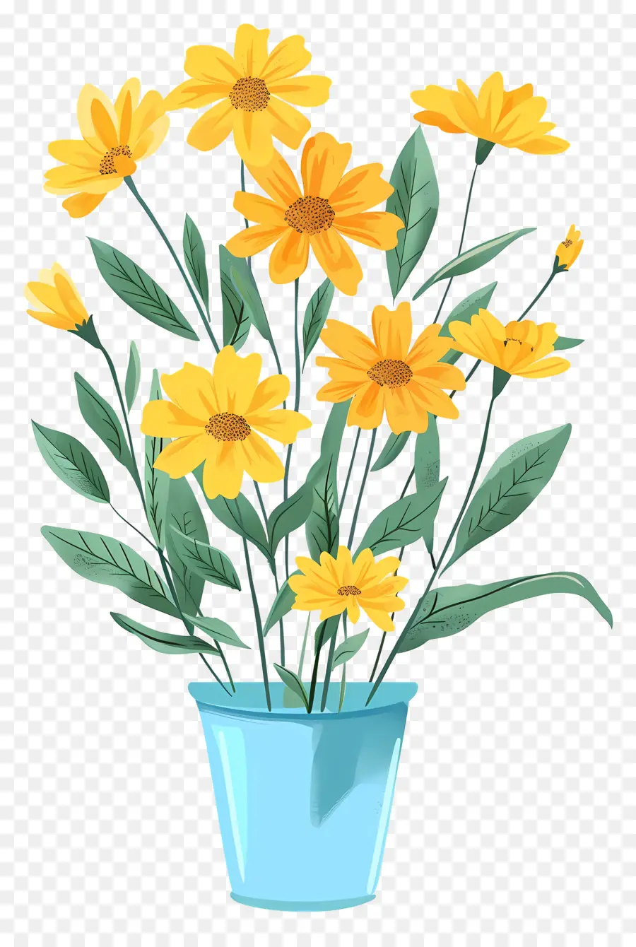Sarı çiçek，çiçek Vazo PNG