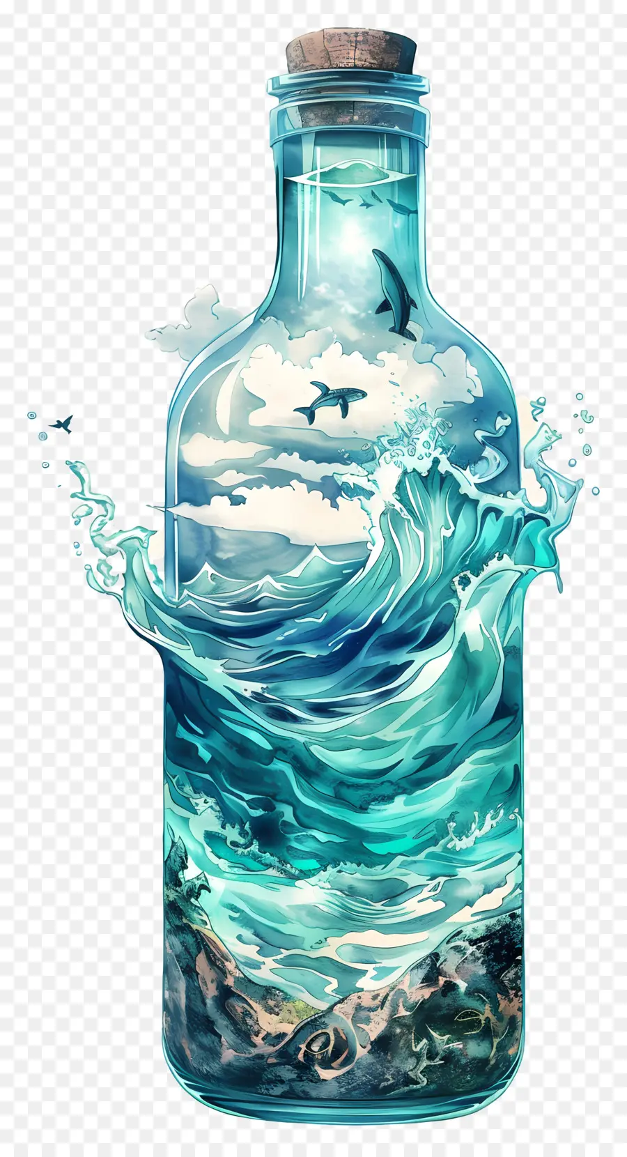 şişe Okyanus，Okyanus Suyu PNG