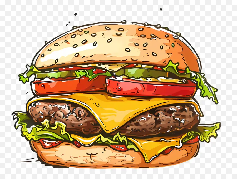 Duble Cheeseburger，Hamburger PNG