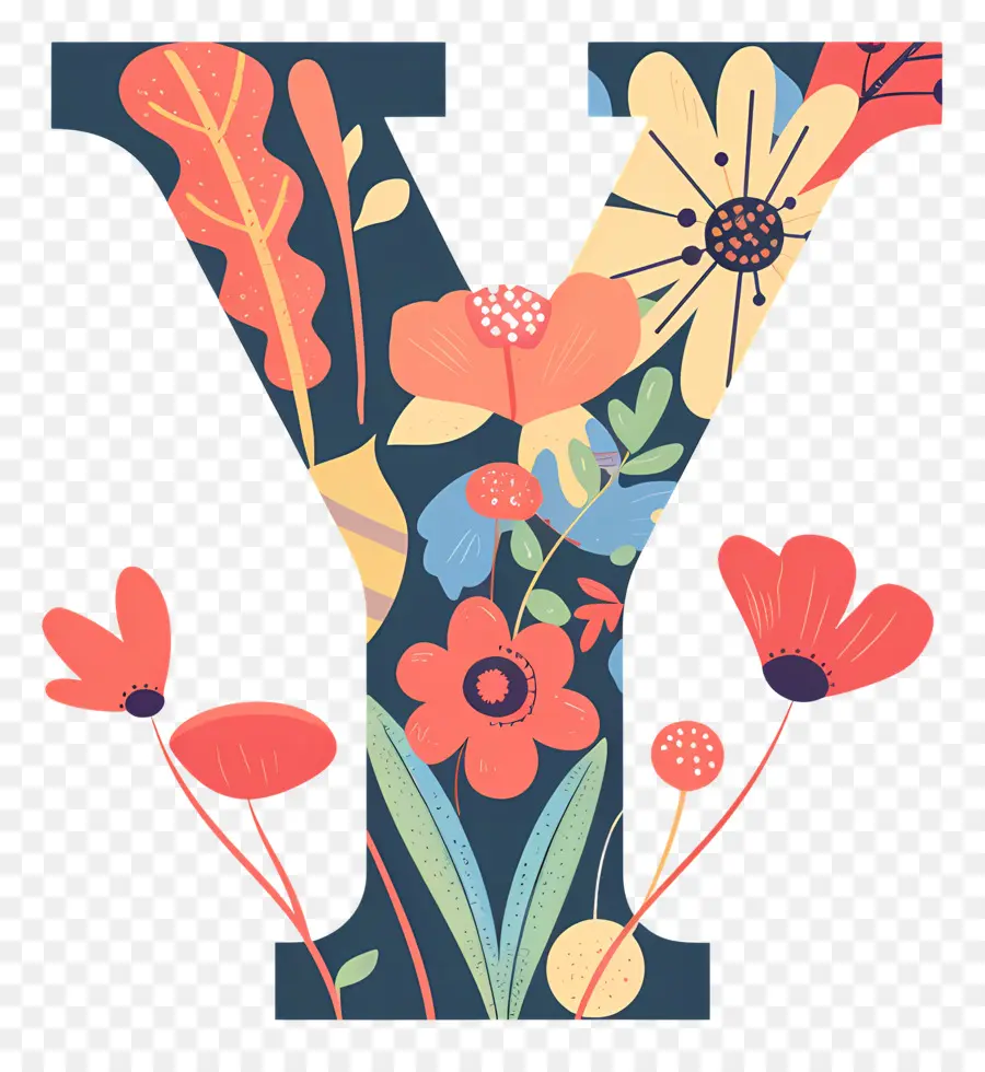 Mektup Y，Çiçek Sanat PNG