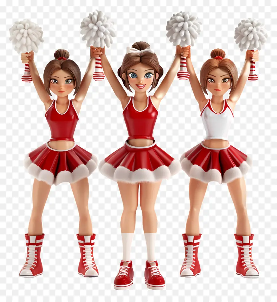 Ponpon Kızlar，Kırmızı Ve Beyaz üniformalar PNG