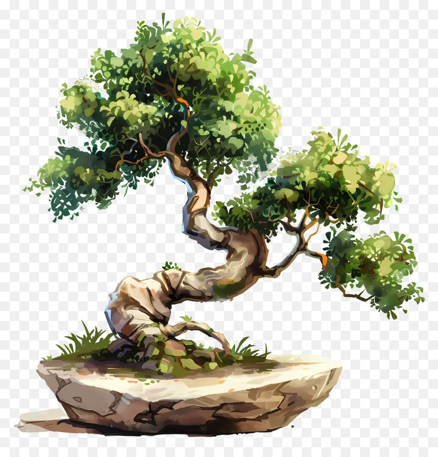 Bonsai Ağacı，Kaya Oluşumu PNG