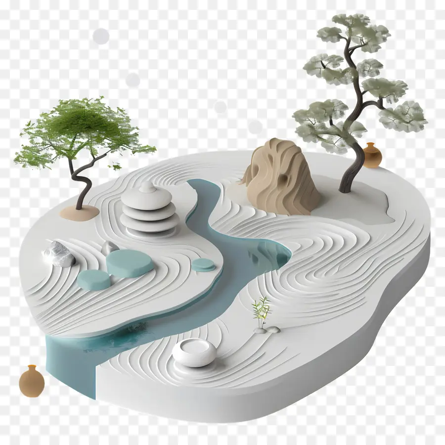 Zen Bahçesi，Kağıt Model PNG