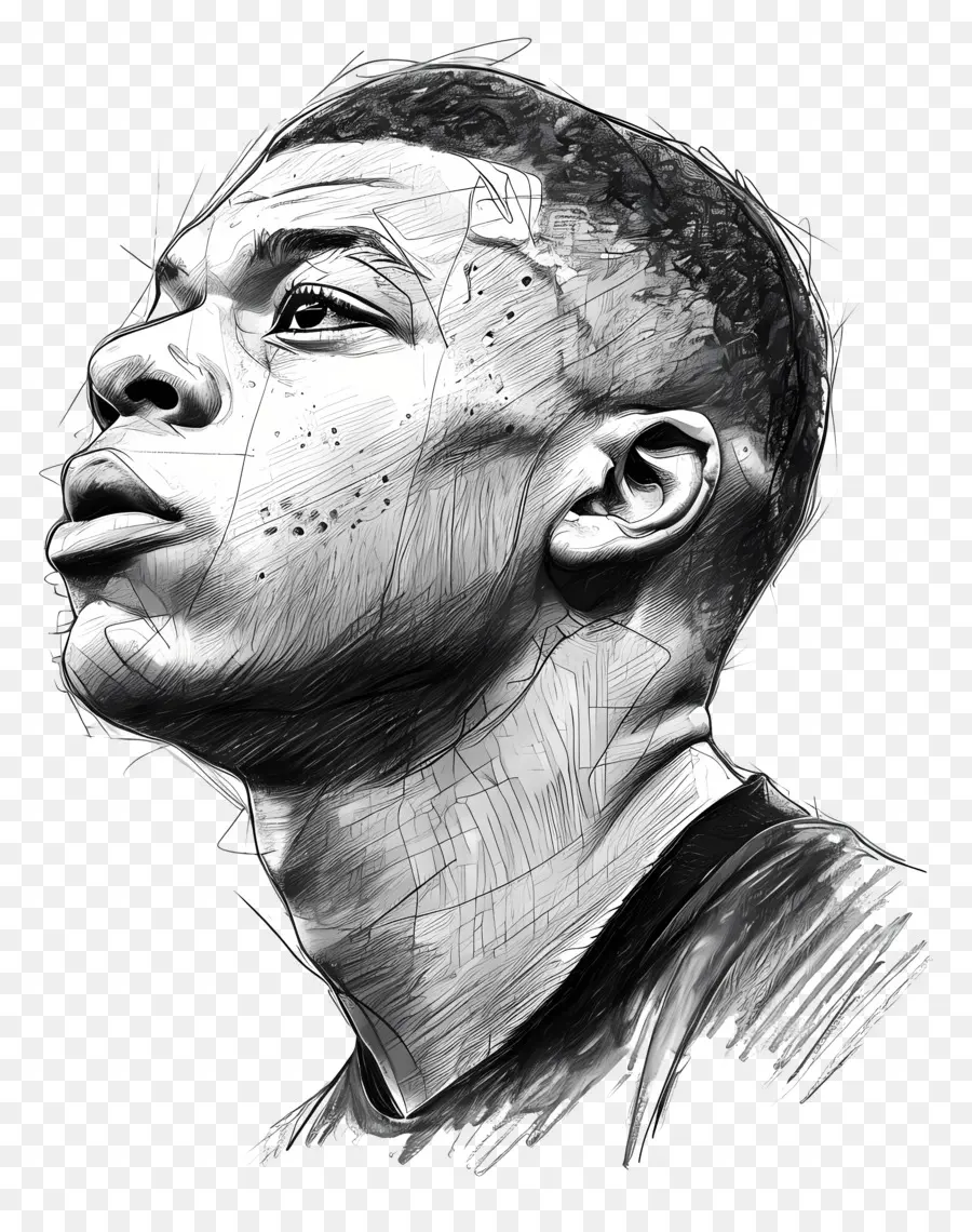 Kylian Mbappé，Kalem çizim PNG