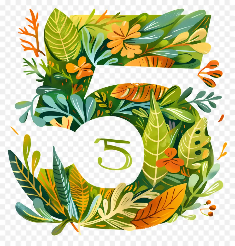5 Numara，Renkli Yaprakları PNG