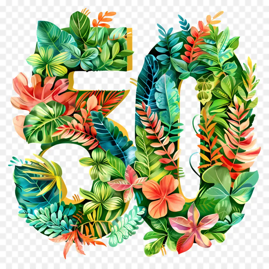 Sayı 50，Tropikal Yapraklar PNG