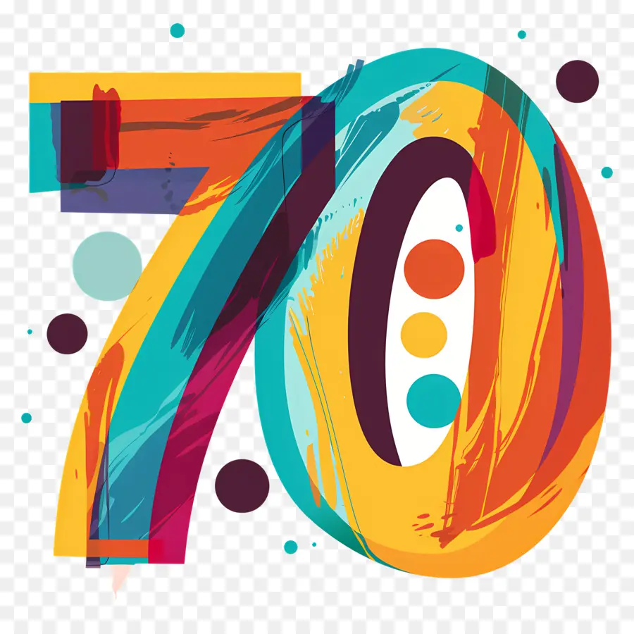 70 Numara，Renkli Tasarım PNG