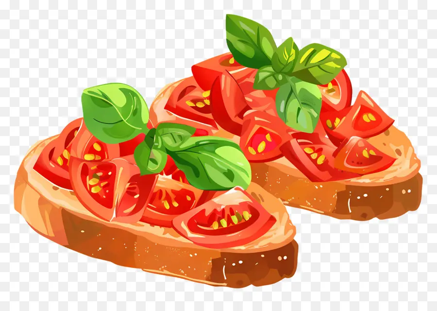 Bruschetta，Domates Dilimleri PNG