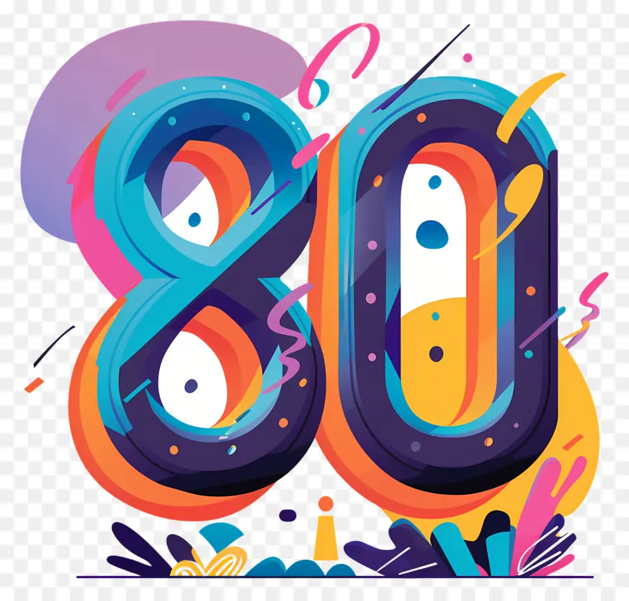 Sayı 80，Neon Tabela PNG