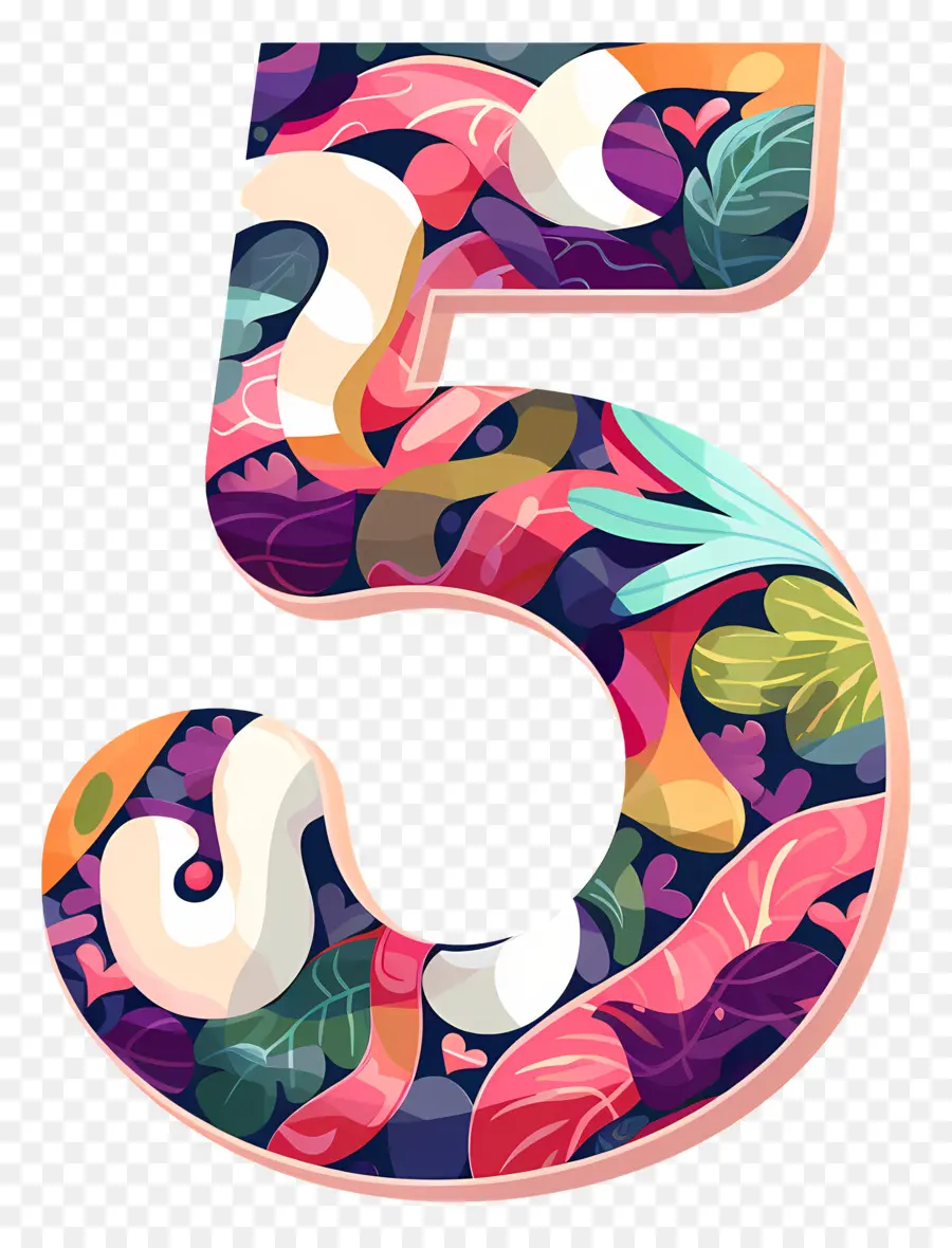 5 Numara，Renkli Şekiller PNG