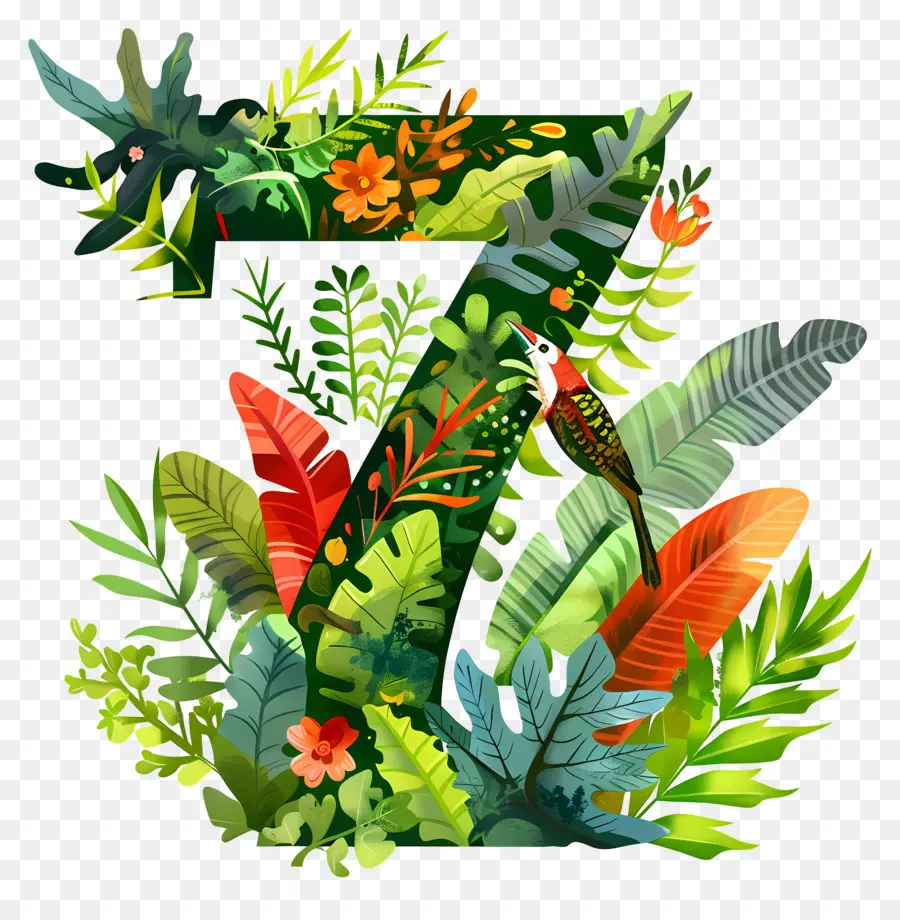 Sayı 7，Yeşil Yaprakları PNG