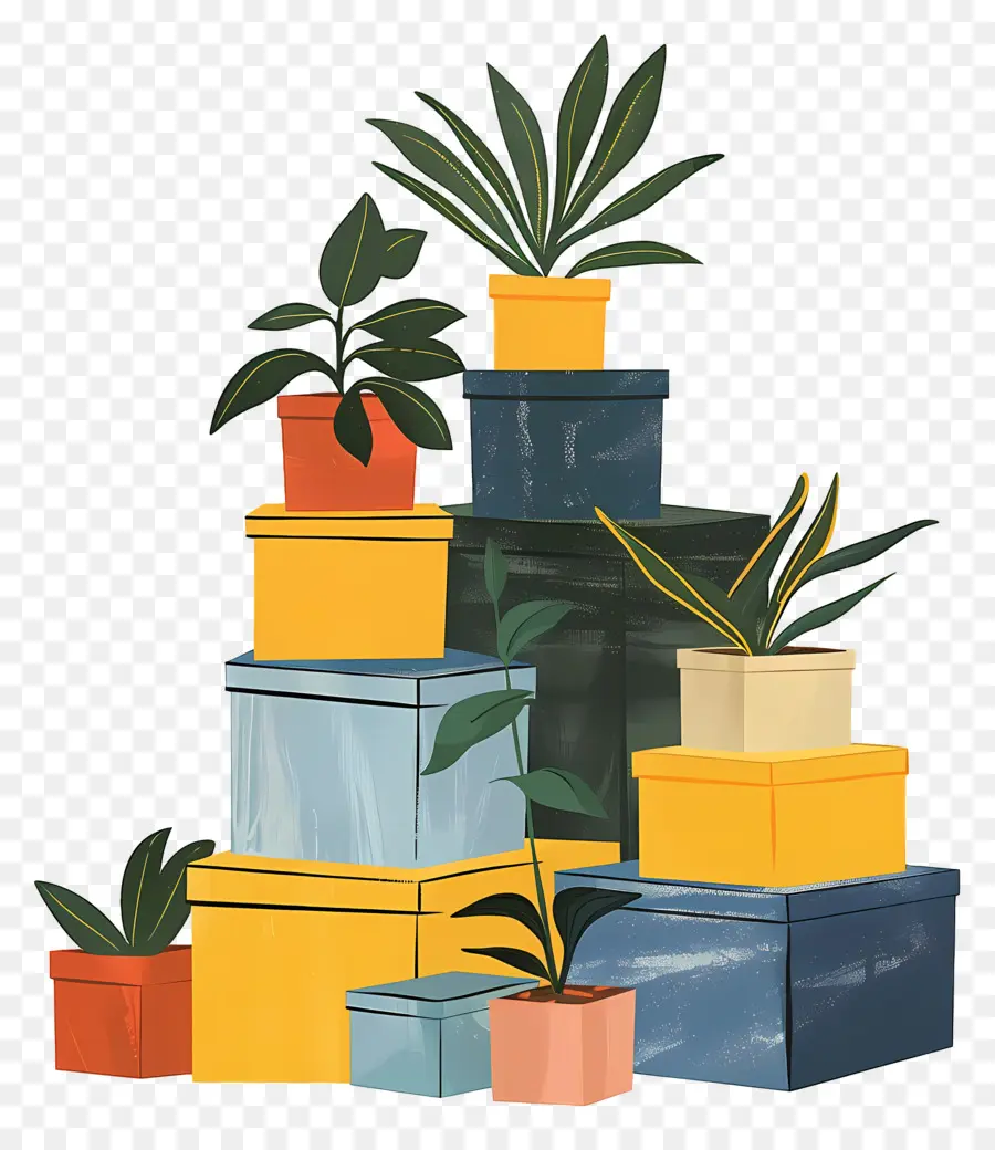 Kutu Yığını，Saksı Bitkileri PNG