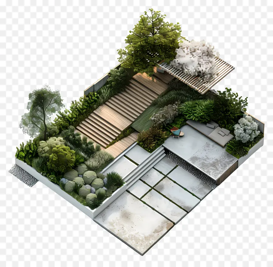 Modern Bahçe，Bahçe Tasarımı PNG