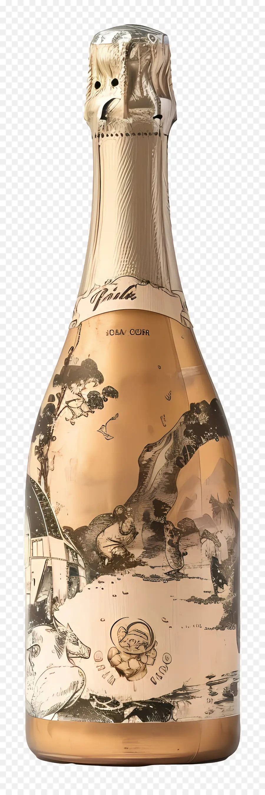 şampanya，Handpainted şişe PNG