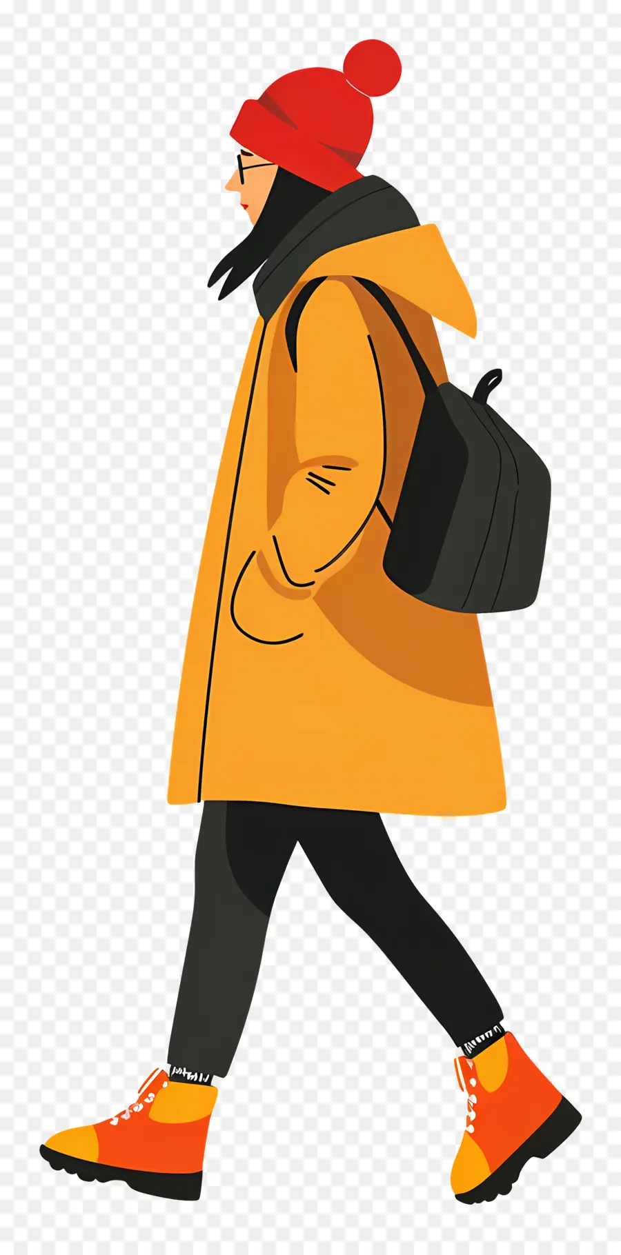 Kadın Yürüyen，Sarı Ceket PNG