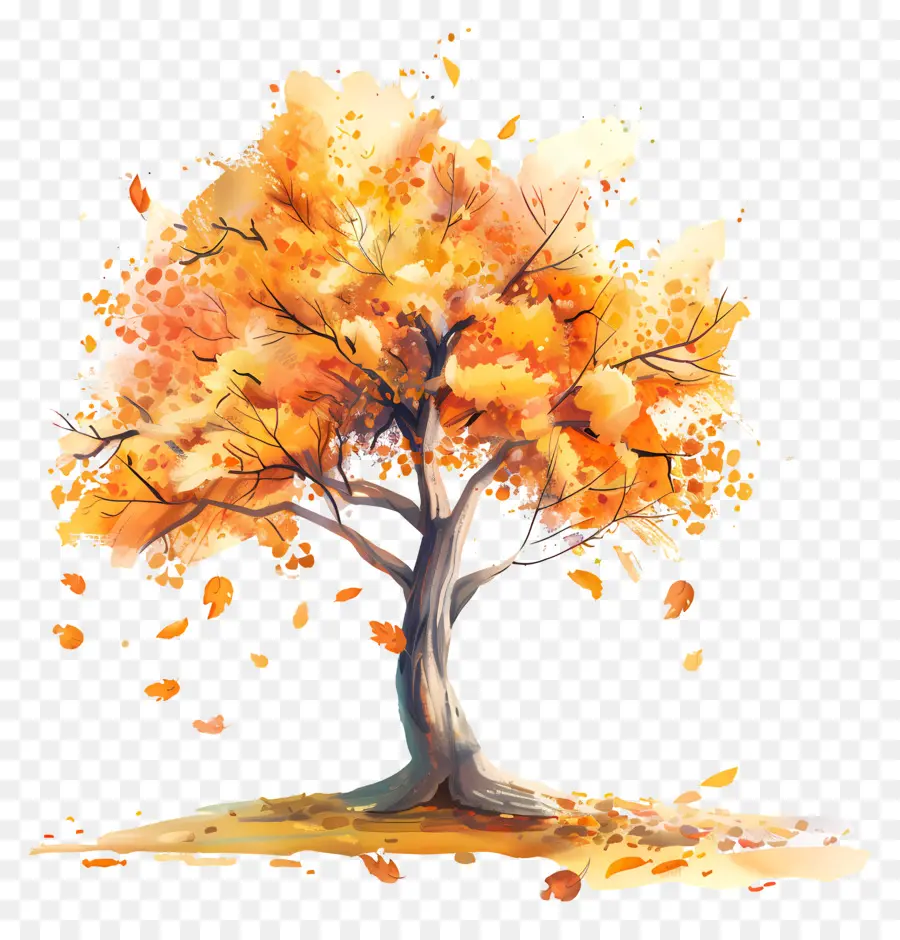 Sonbahar Ağacı，Düşen Yapraklar PNG