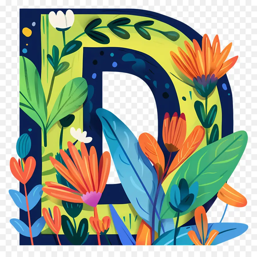 Mektup D，çiçek Mektup PNG