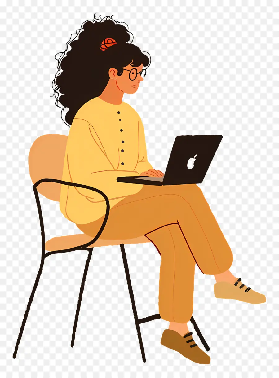 Kadın çalışıyor，Dizüstü Bilgisayarda çalışan  PNG