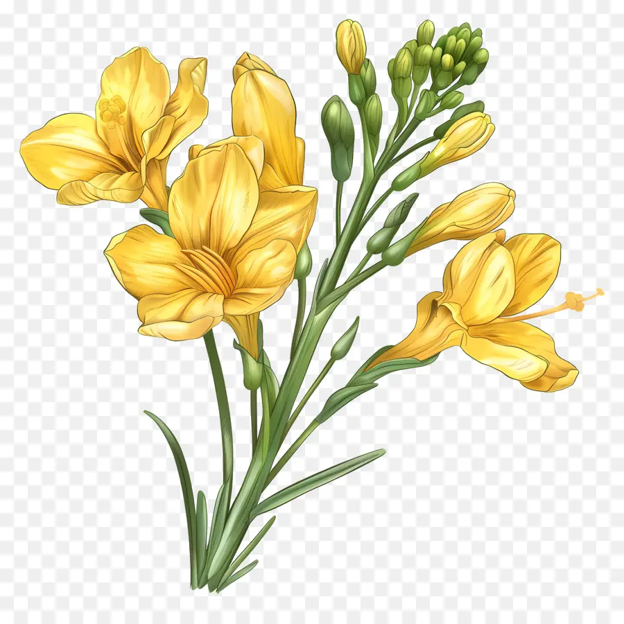 Freesia çiçeği，Sarı çiçek PNG