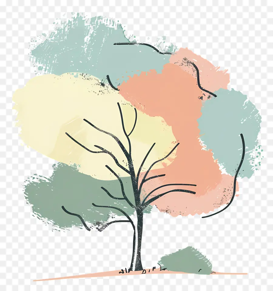 Karikatür Ağaç，Boyalı Ağaç PNG