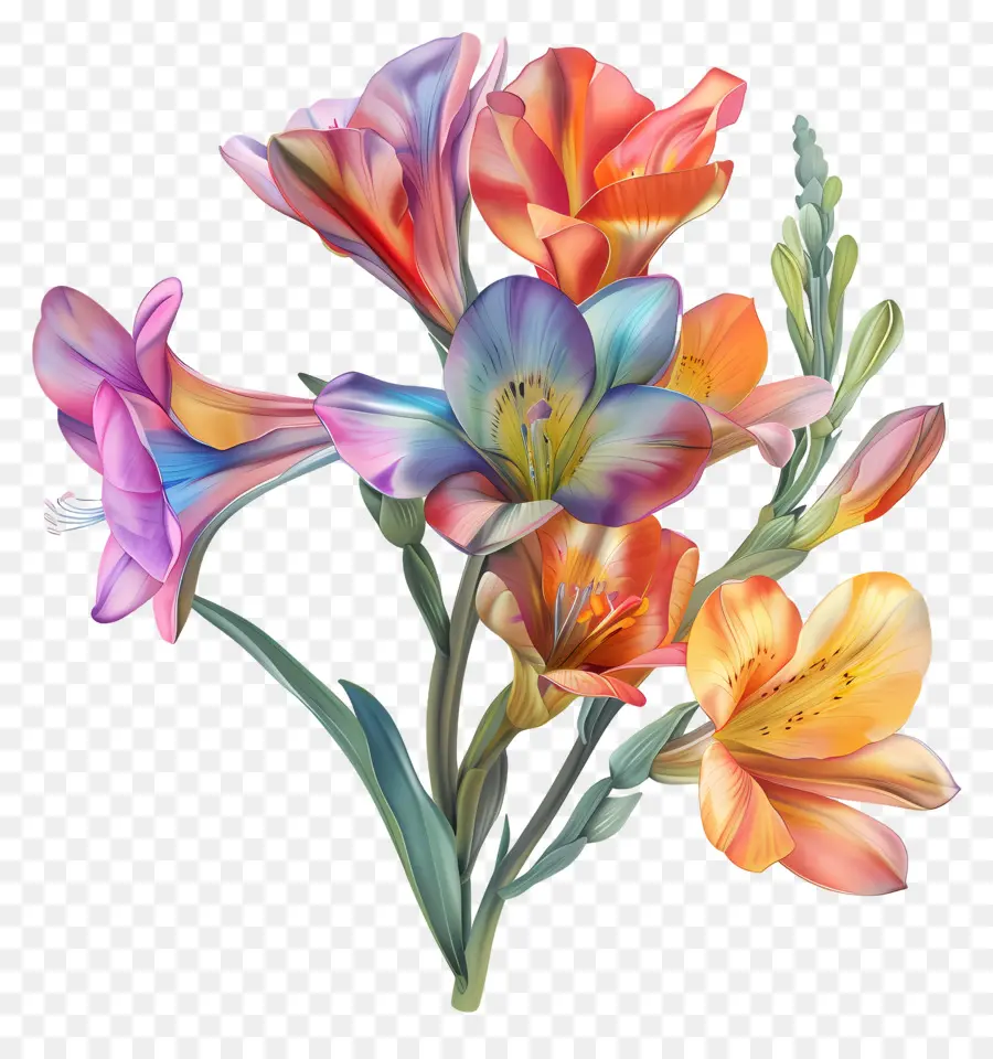 Freesia çiçeği，Buket PNG