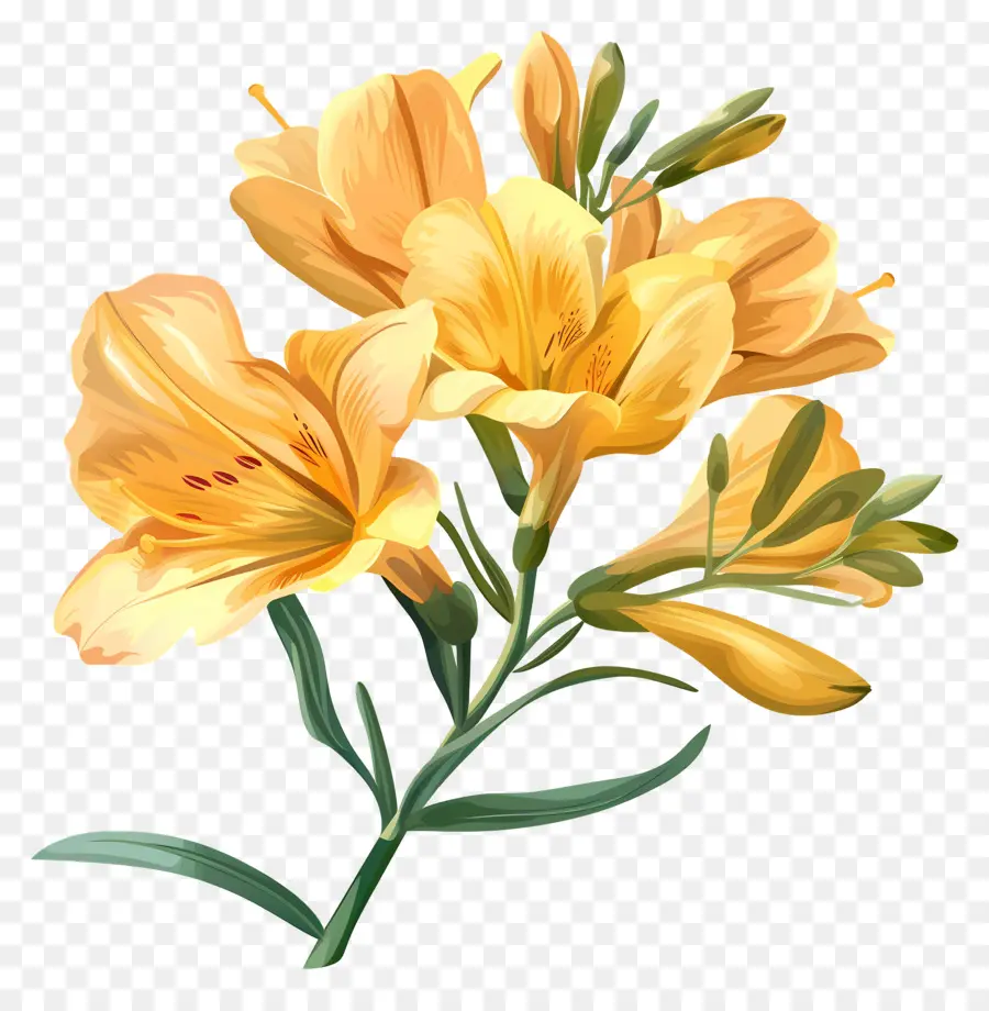 Freesia çiçeği，Suluboya Resim PNG