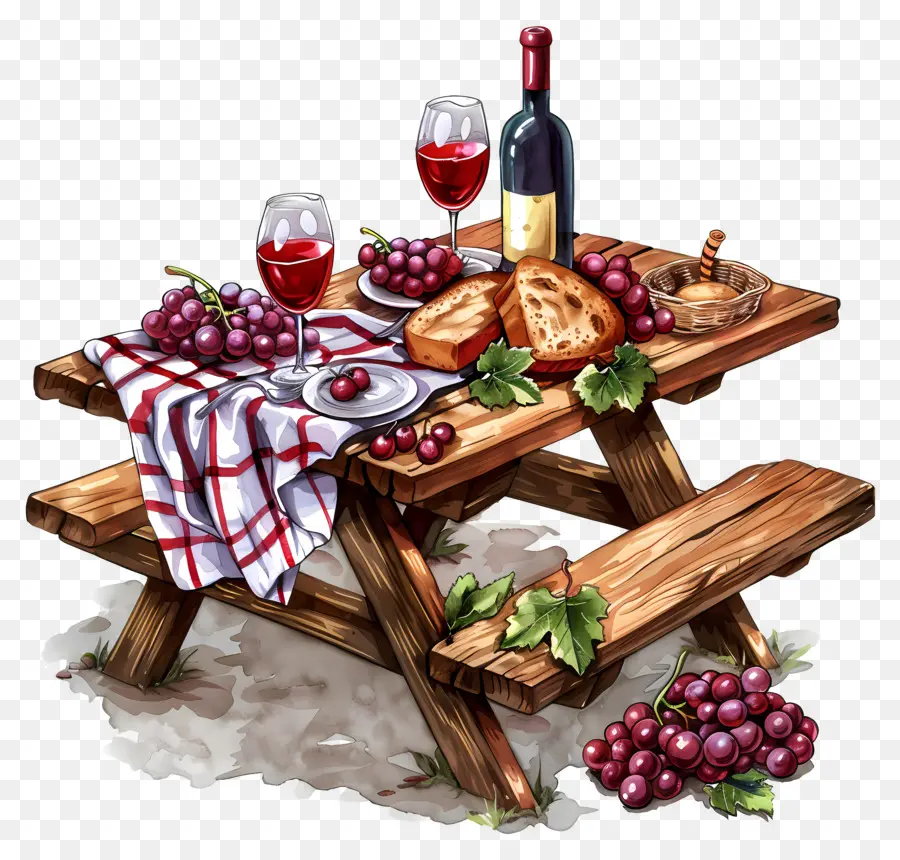 Piknik Masası，Damalı Desen PNG