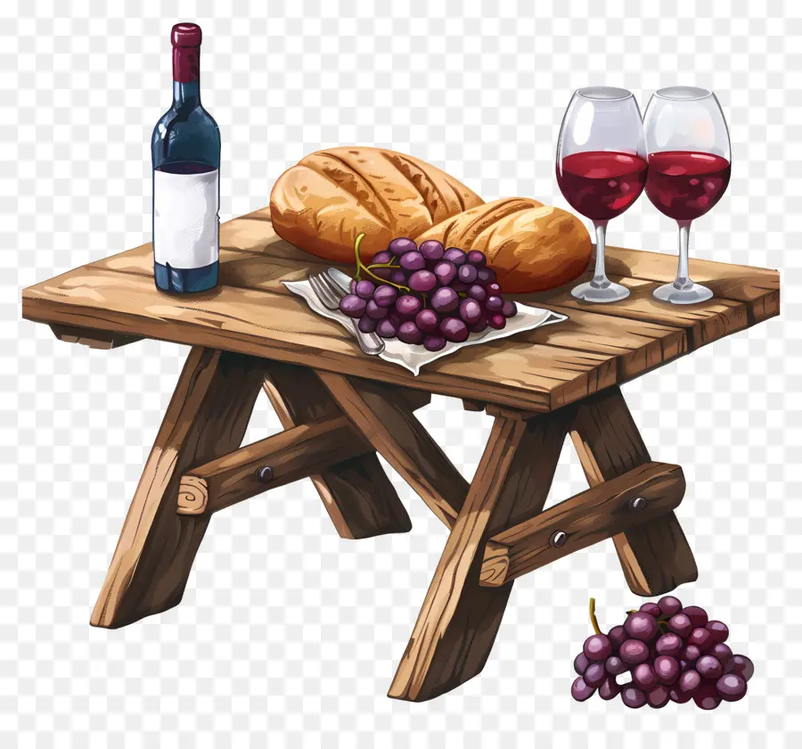 Piknik Masası，şarap PNG