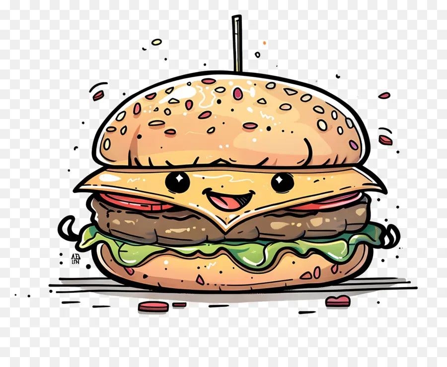 Karikatür Burger，Hamburger PNG