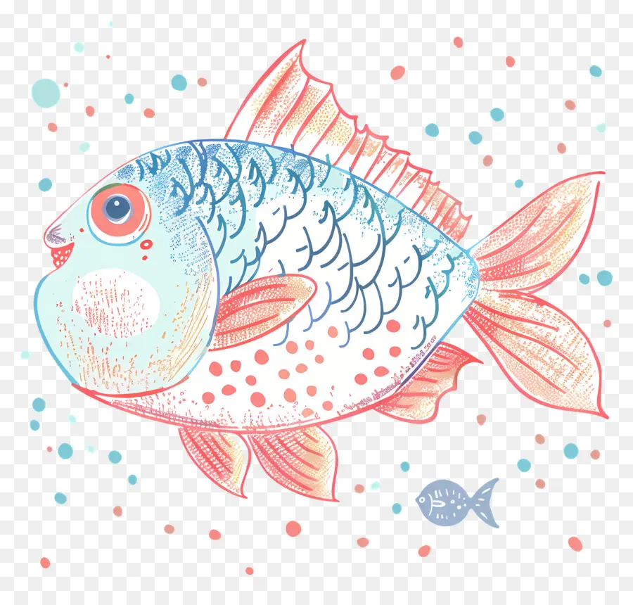 Karikatür Balık，Mavi Ve Pembe ölçekler PNG