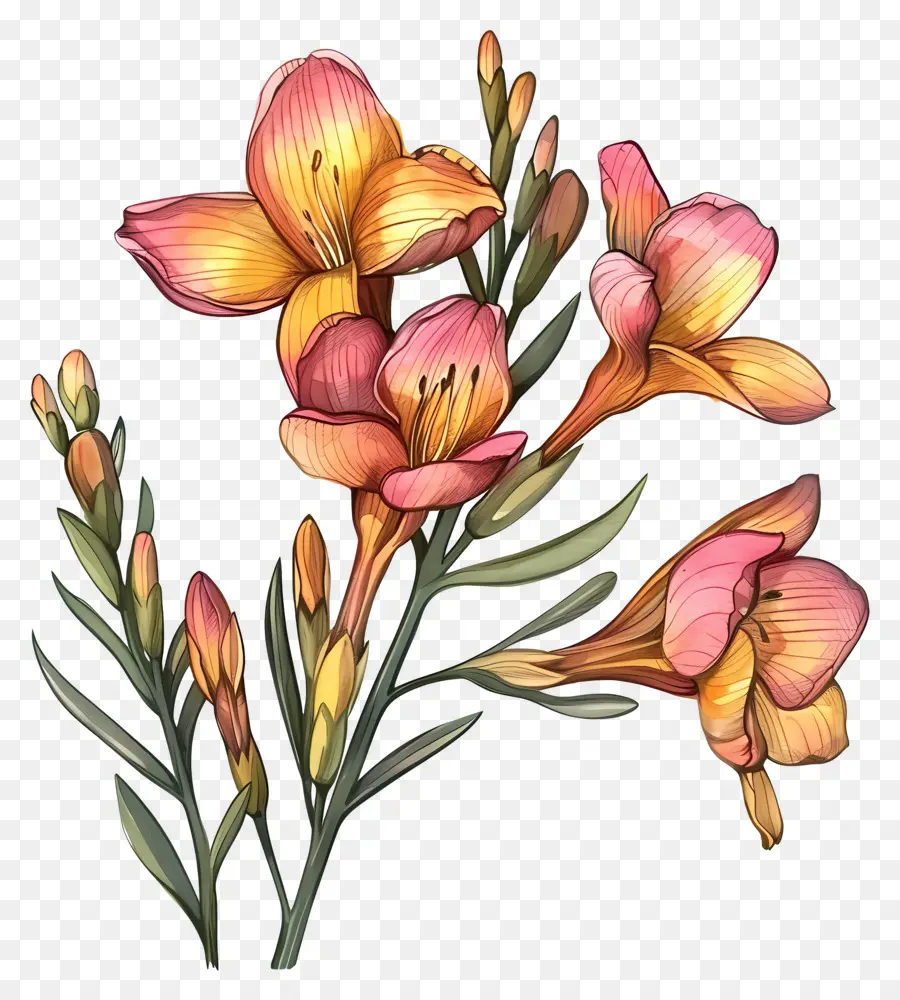 Freesia çiçeği，Pembe Lilyum PNG
