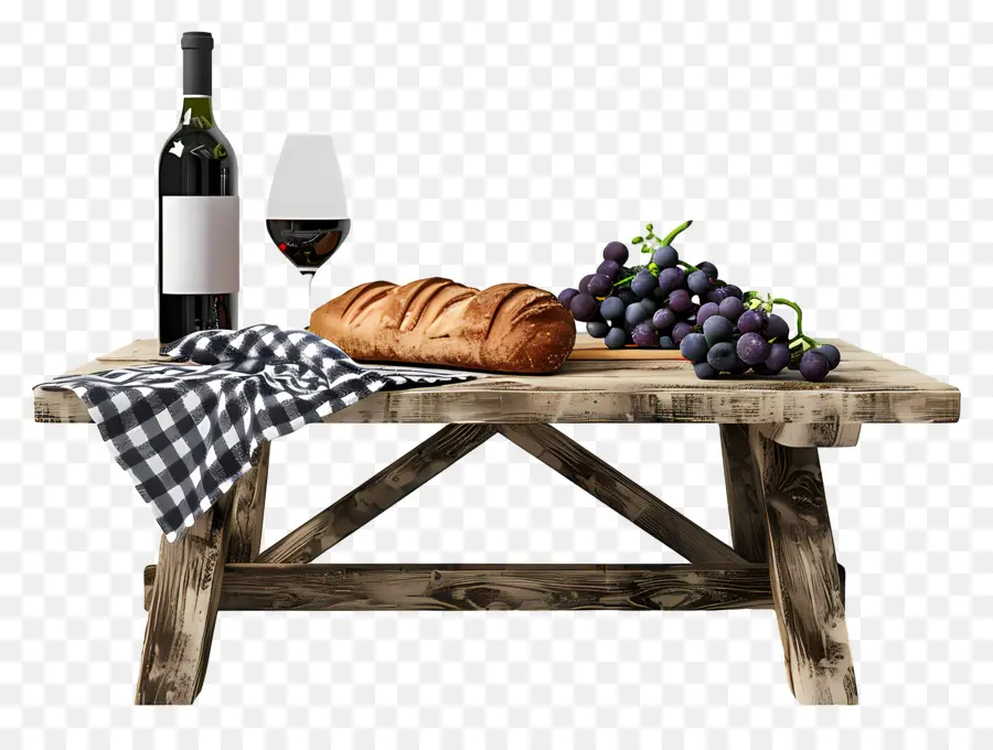 Piknik Masası，şarap PNG