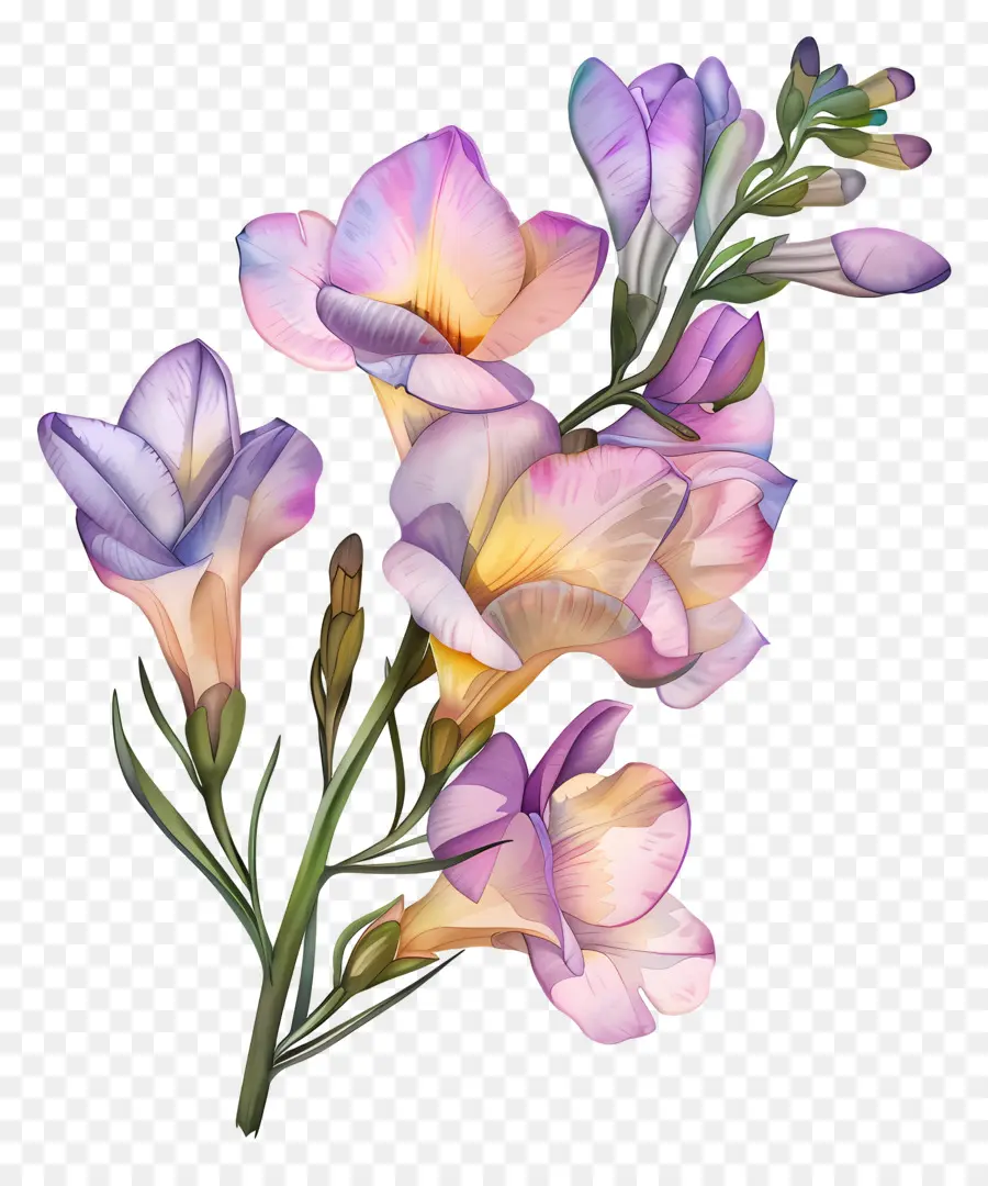 Freesia çiçeği，Pembe çiçekler PNG
