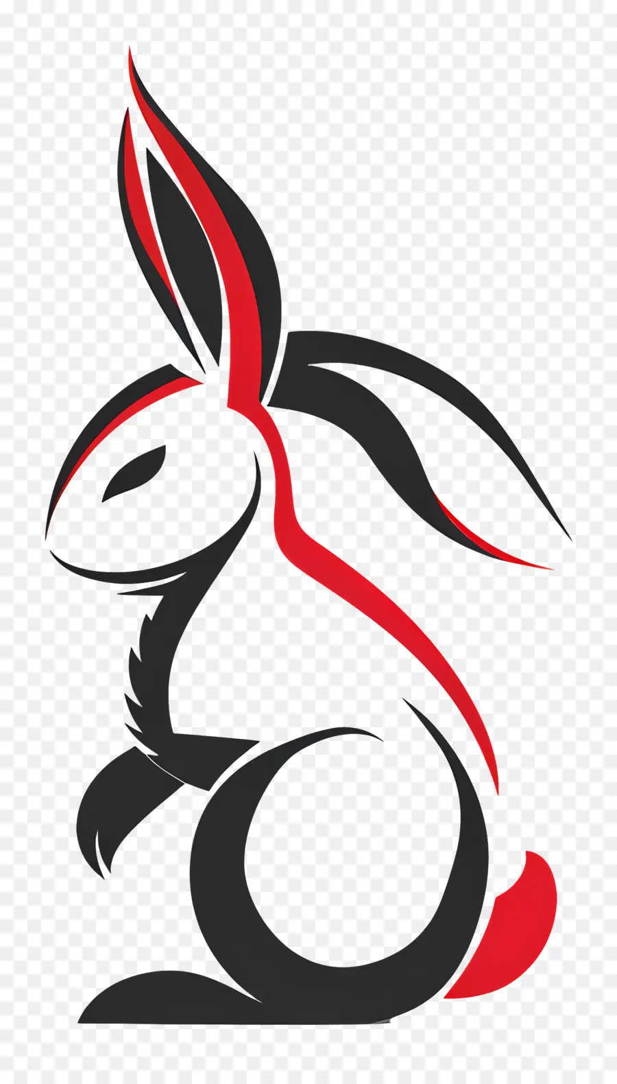 Basit Tasarım，Siyah Ve Kırmızı Tavşan Logosu PNG